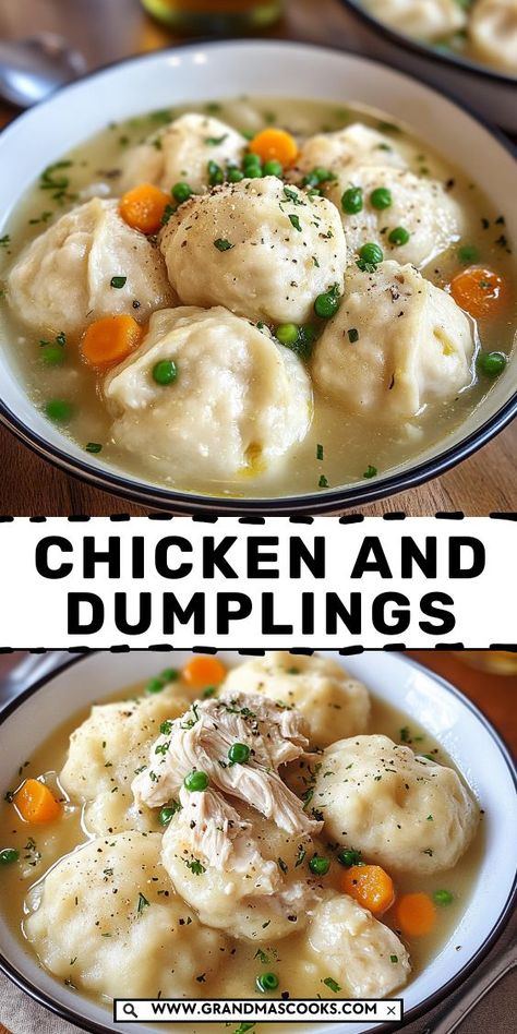 This Chicken and Dumplings recipe is the ultimate comfort food! A savory broth filled with chicken and soft dumplings will fill your home with delicious aromas and your belly with warmth and satisfaction. Fluffy Dumplings, Chicken And Dumplings Recipe, Dumplings Recipe, Crispy Fried Chicken, Comfort Dishes, Dumpling Recipe, Best Chicken Recipes, Tender Chicken, Ultimate Comfort Food