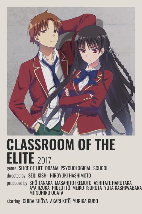 Classroom Of The Elite, Anime Show, Anime Suggestions, Film Posters Minimalist, Film Anime, Animes To Watch, Poster Anime, Anime Printables, Good Anime To Watch