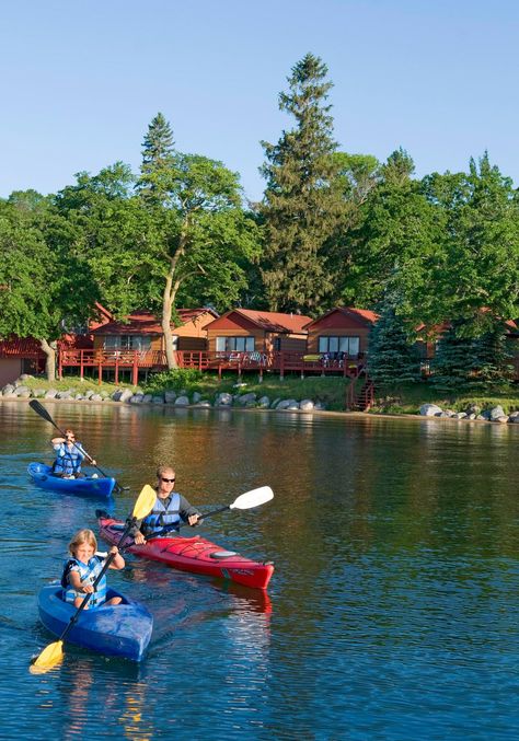 log lodge houses a large bar and dining area with tables overlooking the lake. Enjoy dessert at the ice cream fountain, then retire to one of the 29 vacation homes and cabins or 10 motel suites fo Midwest Getaways, Detroit Lakes Minnesota, Midwest Vacations, Lakeside Lodge, Minnesota Lake, Minnesota Travel, Hills Resort, Midwest Living, Midwest Travel