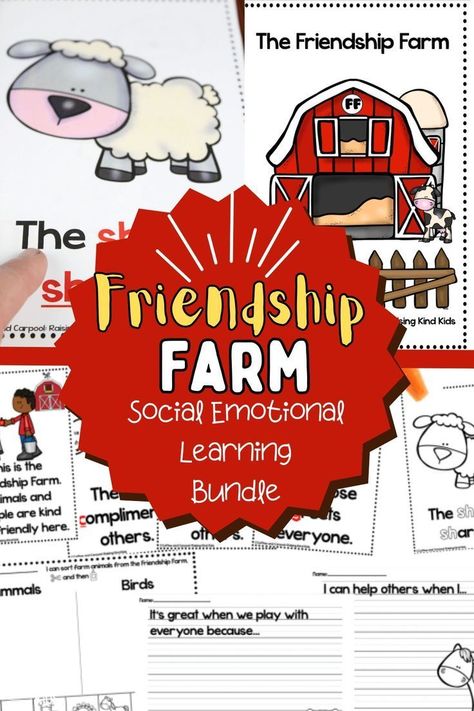 This Friendship Farm curriculum bundle for SEL is perfect for homeschooling or for all the teachers out there! Connect social-emotional learning with this fun farm-themed curriculum that all the kids will love and have so much fun doing! Try out this SEL curriculum right now! Farm Animal Social Emotional Activities, Farm Curriculum, Social Emotional Learning Preschool, School Readiness Activities, Farm Activities Preschool, Social Emotional Curriculum, Social Emotional Activities, Farm Animals Theme, Farm Preschool