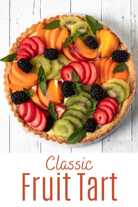 Fruit Tart Birthday Cake, Fruit Tart Recipe Easy, Fruit Pie Recipe, Vanilla Pastry Cream, Fresh Fruit Tart, Fruit Tart Recipe, Fruits Decoration, Tart Dough, Fruit Cream