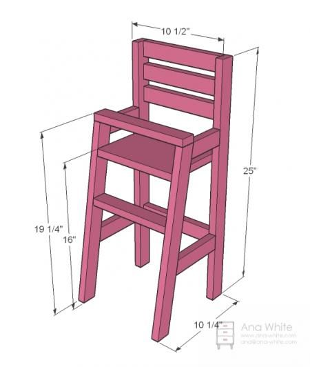 Diy Doll Highchair, Doll High Chair Diy, Cradle Woodworking Plans, Wood High Chairs, Baby Doll Furniture, Doll High Chair, Cute Desk Chair, Chair Woodworking Plans, Diy Dolls