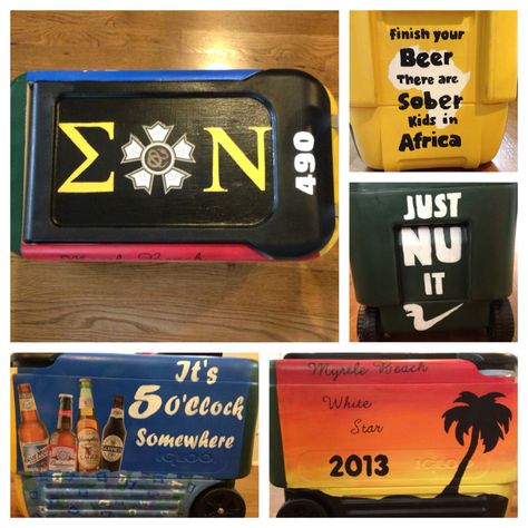 Sigma Nu Cooler Sigep Cooler, Sigma Pi Cooler, Sigma Chi Cooler, Sigma Nu Frat Cooler, Beach Weekend Cooler Fraternity, Formal Cooler Ideas, Fraternity Coolers, Beach Weekend, Frat Coolers