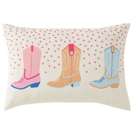 Spice up your dorm room with the Urban Shop 14" x 20" Cowboy Boot Oblong Pillow, the perfect accent for college students seeking a touch of Western charm. Measuring just right at 14 inches by 20 inches, this pillow adds personality and comfort to your living space without overwhelming limited dorm room space. Embrace your free spirit with the cowboy boot design, bringing a dash of rugged style to your college haven. Crafted for both flair and relaxation, the Urban Shop Pillow ensures not only vi Surfer Cowgirl Room, Neutral College Apartment, Preppy Cowgirl Decor, Cow Hide Decor, Preppy Cowgirl Room Decor, Cowboy Dorm Room, Cute Room Decor Pink, Blue Western Decor, Cute Western Decor