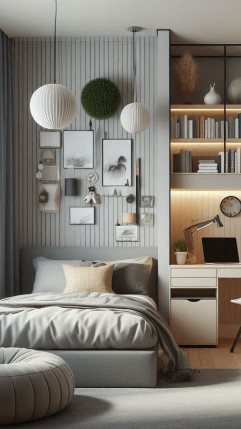 Bedroom Interior Design- Bedroom Ideas- Unique Bedroom Design- Luxe Bedroom Modern Teenage Room, Small Room Design Bedroom Minimalist, Teen Room Decor Small Rooms, Teen Boy Bedroom Designs, Boy Bedroom Design For Kids, Bedroom Design For Boys, Teen Boy Room Ideas, Teens Bedroom Ideas, Teen Bedroom Ideas For Small Rooms