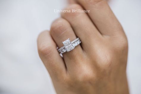 Radiant Cut Hidden Halo, Radiant Engagement Ring, Radiant Moissanite, Radiant Engagement, Halo Moissanite Engagement Ring, Engagement Rings Sale, Moissanite Engagement Ring Solitaire, Pave Engagement Ring, Types Of Diamonds