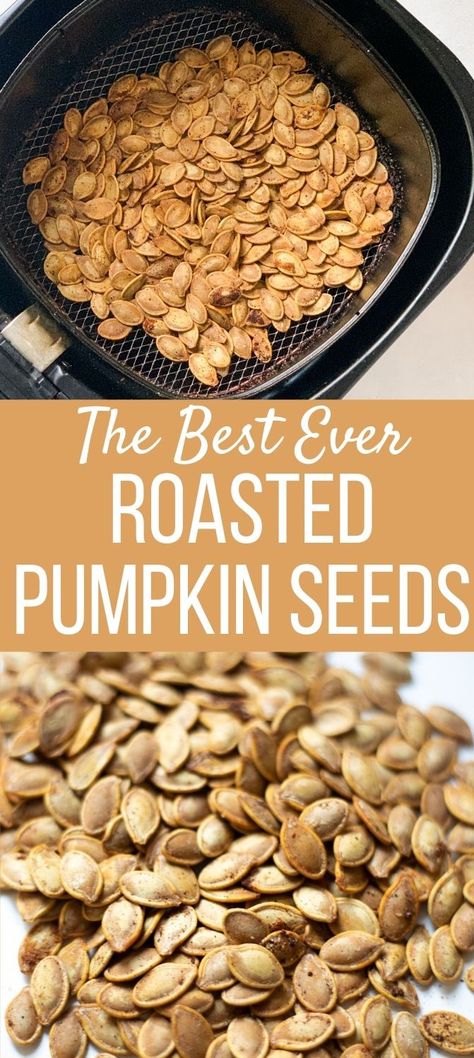 Roasted Pumpkin Seeds Recipe Easy, Air Fryer Roasted Pumpkin Seeds, Roasted Pumpkin Seed Recipes, Roasting Pumpkin Seeds, Pumpkin Seeds Air Fryer, Pumpkin Seed Air Fryer Recipe, Pumpkin Seed Recipes Air Fryer, Pumpkin Seeds Recipe Air Fryer, Pumpkin Seeds Air Fryer Recipe