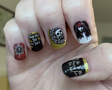 Pirates Of The Caribbean Nail Art, Pirates Of The Caribbean Nails, Caribbean Nails, Pirate Nails, Pirates Of The Caribbean Ride, The Pirates Of The Caribbean, Disney Nail, Pretty Nail Art Designs, The Pirates