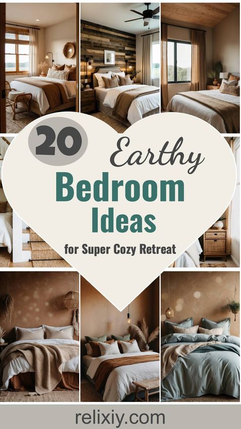 20 Earthy Bedroom Ideas For A Super Cozy Retreat Bedroom Inspo Rustic, Natural Bedroom Ideas, Olive Green Decor, Earthy Bedroom Ideas, Earthy Ceramics, Reclaimed Wood Accent Wall, Earthy Bedroom, Bedroom Colour Palette, Calming Spaces