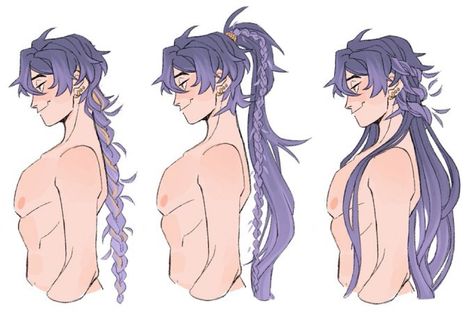 Long Haired Oc Male, Long Hair Men Drawing Reference, Boy Long Hair Drawing, Male Character Long Hair, Boy With Long Hair Drawing, Male Hairstyles Drawing, Oc Hairstyles, Hairstyle References, Inktober Inspiration