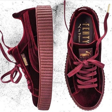 Cctaylor456 Fenty Puma Creepers, Rihanna Fenty Puma, Velvet Creepers, Rihanna Shoes, Fenty Rihanna, Suede Creepers, Puma Creepers, Puma Rihanna, Puma Fenty