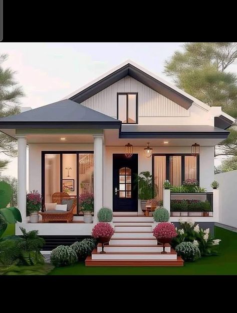 Small Modern House Design Exterior Simple, Simple Home Design, Small House Blueprints, Bungalow Style House, Bungalow Style House Plans, Design Hacks, Thai House, Modern Small House Design, Best Modern House Design