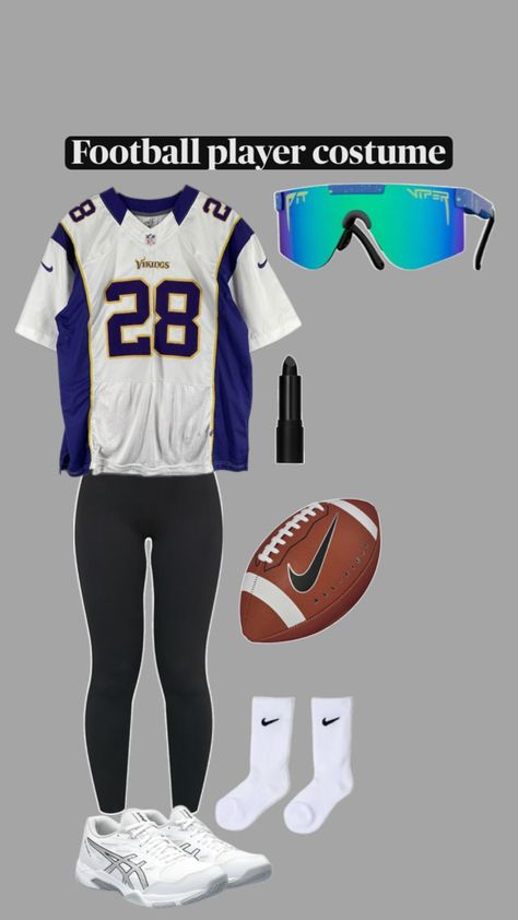 Football Jersey Outfit Halloween, Football Boys Halloween Costume, Girls Football Player Halloween Costume, Halloween Football Costume, Halloween Costume Football Player, Baseball Players Halloween Costume, Dead Football Player Costume, Cute Football Halloween Costumes, Football Jersey Halloween Costume