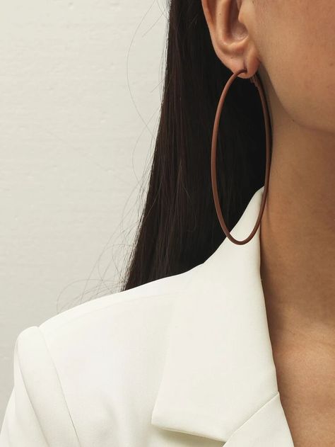 Gold Plated Minimalist Hoop Earrings | SHEIN USA Earrings Shein, Coffee Color, Earring For Women, Coffee Colour, Copper Color, Trendy Fashion Women, Women's Earrings, Fashion Clothes Women, Gold Plate