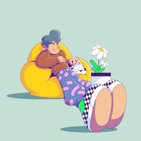 Chill with pet illustration | Premium Vector #Freepik #vector #relax #leisure #relaxing #domestic Relax Art Illustration, Relaxed Illustration, Chilling Illustration, Relax Cartoon, Chill Illustration, Relaxing Illustration, Relax Illustration, Chill Person, Pet Illustration