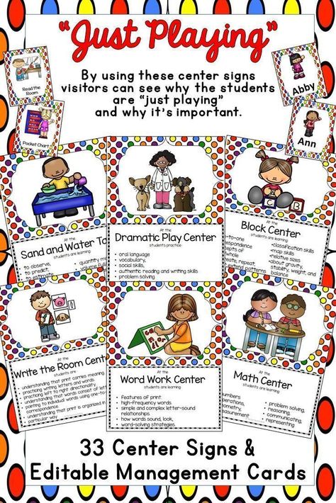 Preschool Classroom Center Signs, Center Signs For Preschool Free, Classroom Center Signs, Preschool Center Signs, Importance Of Play, Prek Ideas, Preschool Prep, Starting A Daycare, Children Games