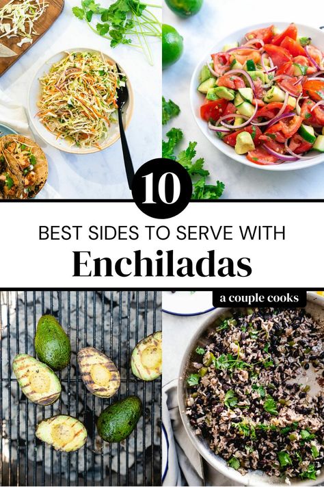 Enchilada Side Dish Ideas, Enchilada Sides, Rice Recipes Mexican, Mexican Food Recipes Vegetarian, Tangy Slaw, Mealprep Dinner, Best Salsa Recipe, Best Sides, Vegetarian Enchiladas