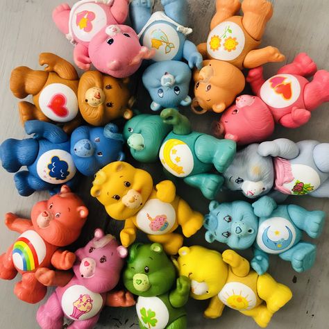 "These are Vintage 1980's Care Bear Poseable Action Figures! Sold separately. One shipping price covers multiple bears. Free Shipping Over 35.00! All Care Bears have been cleaned but have some spots, stains, and peeling to paint. (See pics.) Please Message if you would like more pics. Height 3-3.5\" Great nostalgia piece! Please feel free to contact me with any questions. I am happy to help :)" Care Bear Figurines, Care Bears 1980s, Care Bears Figures, Vintage Toys 90s, 80s Toys Nostalgia, Care Bears Centerpieces, All Care Bears, Vintage Toys 1980s, Vintage Care Bears