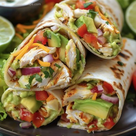 Healthy Chicken Burrito Wrap, Tortilla Roll Ups Lunch, Dinner Ideas Healthier, Salad And Chicken Recipes, Grilled Chicken Avocado Ranch Wrap, Easy Healthy Meals On A Budget, Chicken Wrap With Avocado, Farmers Wrap Tim Hortons, Grilled Chicken Ranch Wraps