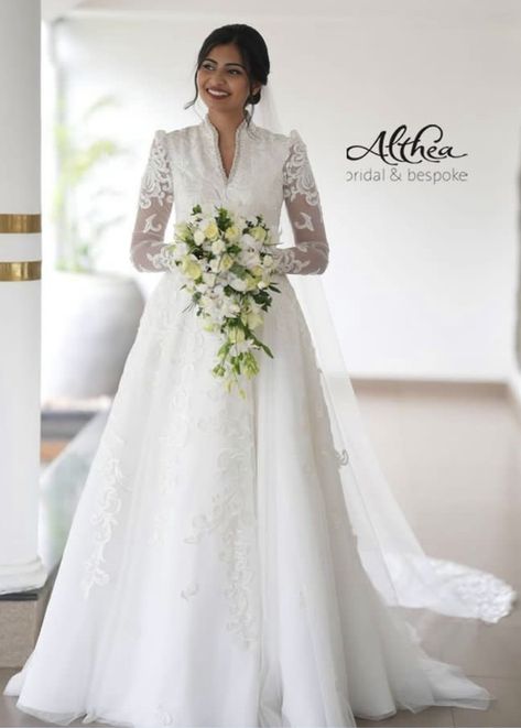 Christian Wedding Gowns Simple, White Wedding Gowns Indian, Wedding Gowns Indian Christian, White Gown Wedding Indian, White Wedding Gown Christian, Kerala Christian Bride Gown, Wedding Frocks Gowns White, Christian Engagement Dress For Bride, Indian Christian Wedding Gowns