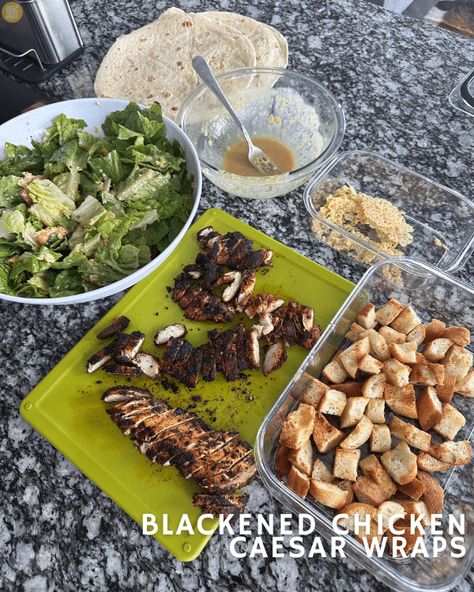 My Blackened Chicken Caesar Salad Wraps have everything you love about the salad, plus a lil' extra goodness, all wrapped up in a tortilla! Chicken For Ceasar Salad, Chicken Caesar Salad Wraps, Chicken Caesar Wrap, Parmesan Crisps, Blackened Chicken, Chicken Caesar, Chicken Caesar Salad, Salad Wraps, Large Salad Bowl