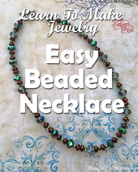 How To Make An Easy Beaded Necklace - Running With Sisters Easy Bead Necklace Diy, Diy Beaded Necklace Ideas Inspiration, Making Bead Necklaces, Making A Beaded Necklace, How To Make A Bead Necklace, Beaded Pendant Pattern, Simple Diy Necklaces, Easy Beaded Necklace Patterns, Easy Beaded Necklace