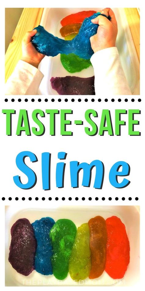 Safe Slime Recipe, Edible Sensory Play, Slime Without Borax, Edible Slime Recipe, Stem Camp, Edible Slime, Halloween Sensory, Two Ingredient, Sensory Activity