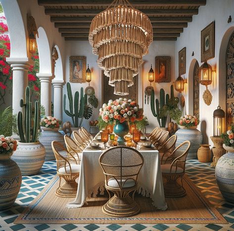 MÉRIDA + PALM SPRINGS: My @giLherrera twist Modern Mexican Hacienda “Outdoor Dining” with a Merida Touch: Inspired by my hometown of Palm Springs/CoacheLLa Valley & one of my favorite Mexican Capitals . At CoLores Decor Our team is constantly experimenting with textures & “WOW” styles for a UNIQUE statement design for any room…Introducing TOP 🇲🇽 MeXican Artisan Design & CATAPULTING our culture’s Talent through the vision of our founder, GiL Herrera @giLherrera ♥️ . We work with many Hotels, R... Modern Mexican Hacienda, Mexican Dining Room, Luxury Dining Room Decor, Mexican Hacienda, Artisan Decor, Chicken Kitchen, Palm Springs Style, Mexican Home Decor, Modern Mexican