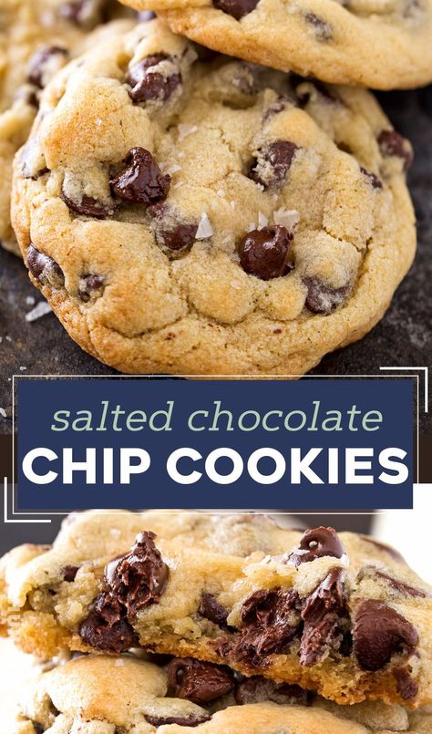 Chocolate Chip Sea Salt Cookies Recipe, Chocolate Chip Cookies Salt On Top, Chocolate Chip Cookies With Salt, Chocolate Chip Salted Cookies, Sweet Salty Chocolate Chip Cookies, Sea Salt Chocolate Cookies, Chocolate Chip Cookies With Sea Salt On Top, Kitchenaid Chocolate Chip Cookies, Chocolate Chip Cookies With Salt On Top