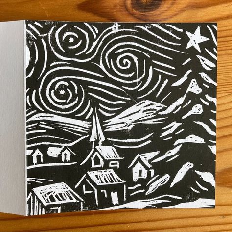 Christmas Card Art Artwork, Linoleum Print Ideas Christmas, Sgraffito Christmas, Lino Christmas Cards, Lino Cut Christmas Cards, Linocut Christmas Cards Ideas, Lino Print Christmas Cards, Christmas Lino Print Ideas, Christmas Lino Print