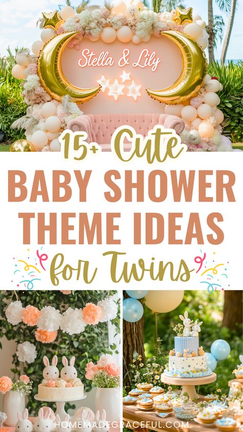 baby shower themes for twins Twin Baby Reveal Ideas, Twin Boys Baby Shower Themes, Twin Boy And Girl Baby Shower Ideas, Baby Shower For Twins Boy And Girl, Boy And Girl Baby Shower Ideas, Twin Shower Themes, Twin Boy Baby Shower Themes, Twin Girls Baby Shower Ideas, Twin Shower Ideas