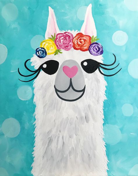 Kids Paint Night, Llama Painting, Kids Painting Party, Kids Canvas Painting, Kids Canvas Art, Kids Canvas, Easy Canvas Painting, Canvas Painting Diy, Paint And Sip