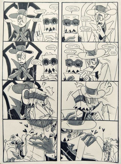 Black Hat X Dr Flug Comic, Villainous Paperhat, Black Hat X Dr Flug, Dr Flug, Cartoon Ships, Animation Studios, Hat Organization, Paper Hat, Bendy And The Ink Machine