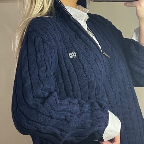 Navy Quarter Zip Outfit, Ralph Lauren Quarter Zip Outfit, Oversized Jumper Outfit, Knitted Jumper Outfit, Quarter Zip Outfit, Trend Prediction, Jumper Outfits, Knit Quarter Zip, Ralph Lauren Quarter Zip