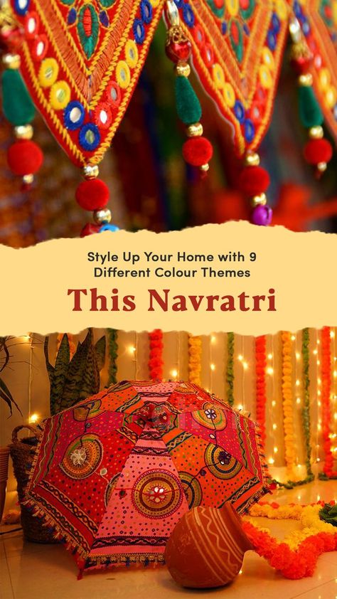 9 days of 9 different Navratri colour themes and decor ideas for your home. Look out for the fantastic ideas. Navratri Theme Decoration, Navratri Decoration Ideas For Home, Navratri Ideas, Colour Themes, Colors 2023, Magic Crafts, Taxi Service, Color Themes, Home Look