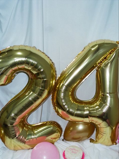 Gold Birthday Balloons, 24 Karat Birthday, Happy 24th Birthday, Champagne Birthday, Prom Themes, 24th Birthday, Prom Theme, Cute Birthday Ideas, Golden Birthday