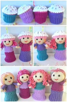 Kriskrafter: Cutie Cupcake Dolls - Free Knitting Pattern! Knit Cupcake, Doll Knitting Patterns, Knitting Dolls Free Patterns, Cupcake Dolls, Knitted Dolls Free, Knitted Doll Patterns, Knitted Toys Free Patterns, Doll Knitting, Knitting Patterns Toys