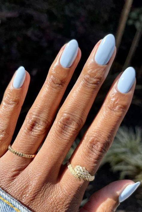 Light Blue Nails Plain, Oval Light Blue Nails, Light Sky Blue Nails, Light Gray Blue Nails, Powder Blue Chrome Nails, Light Blue Gel X Nails, Super Light Blue Nails, Light Blue Nails Round, Something Blue Wedding Nails