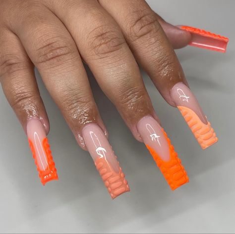 Nails Acrylic Orange, 2024 Nails, Short Square Acrylic Nails, Exotic Nails, Bling Acrylic Nails, Hot Nails, Orange Nails, Square Acrylic Nails, Cute Nail Designs