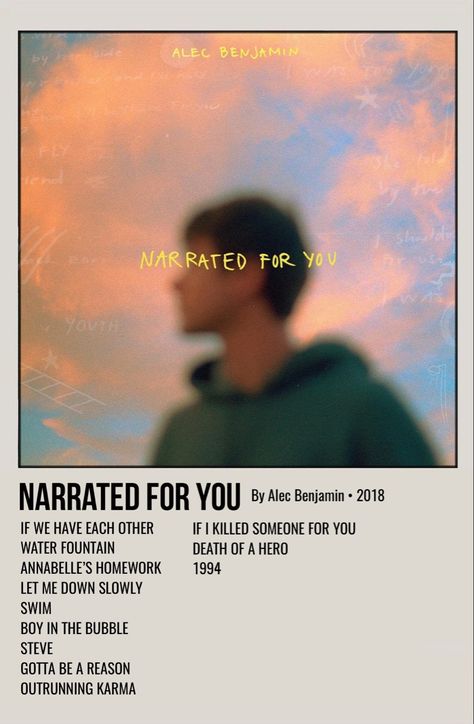 minimal polaroid album poster for narrated for you by alec benjamin Narrated For You Album Cover, Polaroid Album, Alec Benjamin, Minimalist Music, Music Poster Ideas, Youtube Videos Music Songs, Music Poster Design, Music Recommendations, Movie Poster Wall