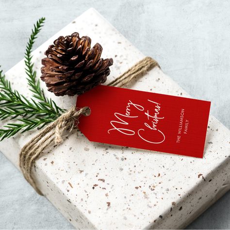 Merry Christmas Gift Tags, Gift Labels Christmas, Christmas Calligraphy, Merry Christmas Gift, Merry Christmas Gifts, Calligraphy Script, Red Gift, Personalized Gift Tags, Holiday Gift Tags