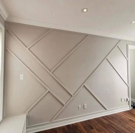 Diagonal Wall Paneling, Geometric Wainscoting, Wood Feature Wall Bedroom, Modern Wall Design Ideas, Neutral Accent Wall, Fall Aesthetic Decor, Fall Room Inspiration, Fall Room Decor Ideas, Backyard Wall