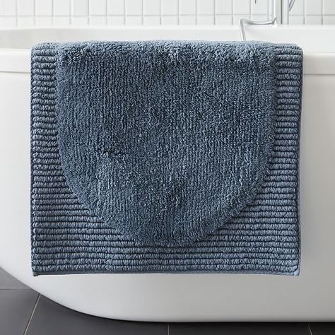 Organic Plush Border Bath Mat, Marina Blue, 20"x34" Heather Taylor, Blue Bath Mat, Charm Quilt, Blue Bath, Marina Blue, Kiln Dried Wood, Bath Mat Rug, Cool Tones, Design Help