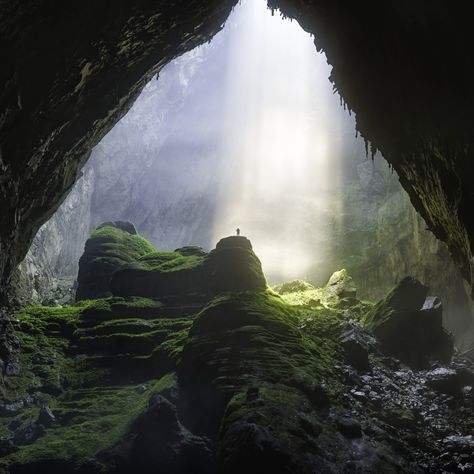 For $3,000, the adventurous can journey toward the center of the earth in Hang Son Doong, the largest cave in the world. Cave In, Hang Son Doong Cave, Son Doong Cave, Cave Environment, Center Of The Earth, The Center Of The Earth, Cave With Water, As The World Caves In Aesthetic, Journey To The Center Of The Earth