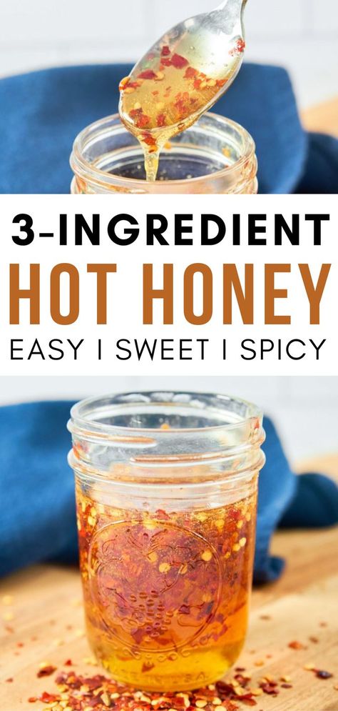 3-Ingredient Hot Honey Recipe I homemade hot honey recipe I how to make hot honey at home I easy hot honey recipe I delicious hot honey recipe I quick hot honey recipe I tips for making hot honey at home I best vegetarian recipes I recipes with honey I easy sauce recipe I sweet and spicy sauce I recipes with honey #vegetarianrecuoes #hothoney Honey Pepper Sauce, Make Hot Honey, Spicy Honey Sauce, Recipes With Honey, Homemade Hot Honey, Hot Honey Recipe, Easy Sauce Recipe, Sweet And Spicy Sauce, Honey Sauce