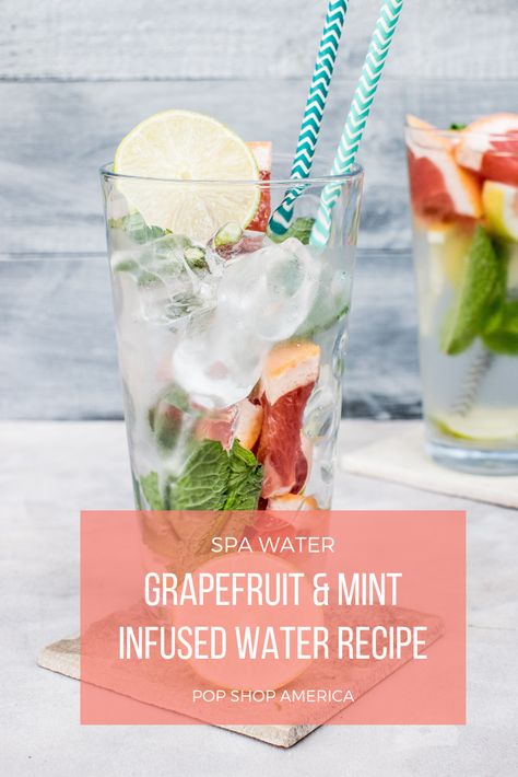 grapefruit and mint infused water recipe pop shop america Fresh Produce Recipes, Mint Infused Water, Mushroom Recipes Low Carb, Strawberry Detox Water, Grapefruit Water, Gluten Free Cocktails, Easy Strawberry Lemonade, Modern Cocktails, Recipe Cucumber