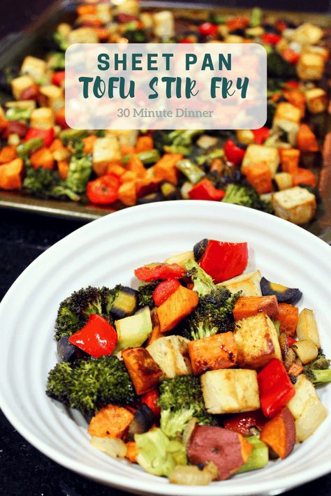 Sheet Pan Stir Fry, Gluten Free Tofu, Tofu Sheet Pan, Pan Tofu, Sheet Pan Meals, Plant Based Meal, Kelly Jones, Sports Dietitian, Vegan Stir Fry