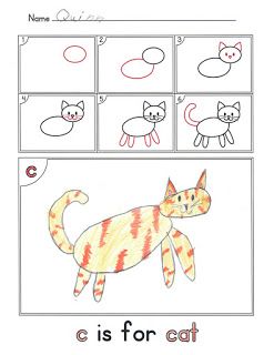 FREEBIE.  Download this directed drawing instruction page now :)  Alphabet activity - How to Draw a Cat Cat Directed Drawing For Kids, Preschool How To Draw, How To Draw For Preschoolers, How To Draw Preschool, Directed Drawing For Preschool, Preschool Drawing Activities, Preschool Drawing, Directed Drawing Kindergarten, Get Better At Drawing