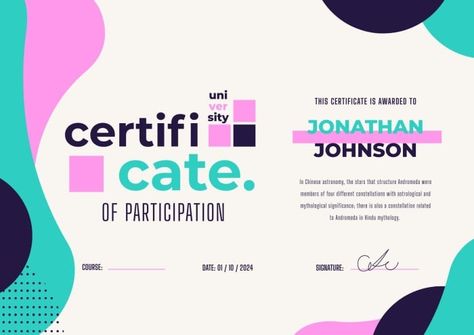 Abstract Modern University Participation Certificate Modern University, Participation Certificate, Certificate Of Participation, Certificate Layout, Certificate Design, Brand Kit, Editing Tools, Certificate Templates, Free Graphic Design