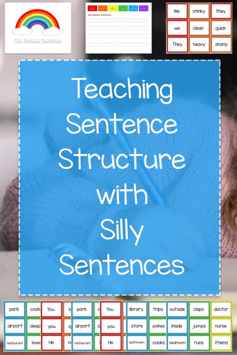 Teaching Sentence Structure, Teaching Sentences, Sentence Builder, Parts Of A Sentence, Sentence Activities, Silly Sentences, Sentence Examples, Word Boxes, Homeschool Writing